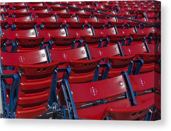 Boston Red Sox Canvas Print featuring the photograph Fenway Park Red Bleachers by Susan Candelario