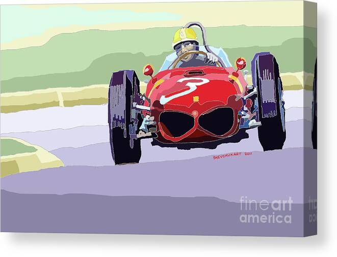 Automotive Canvas Print featuring the digital art Ferrari 156 Dino 1962 Dutch GP by Yuriy Shevchuk