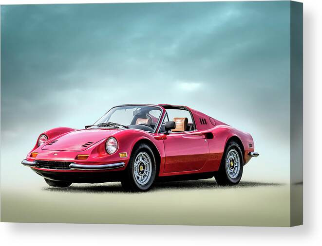 Ferrari Canvas Print featuring the digital art Ferrari 246 GTS Dino by Douglas Pittman