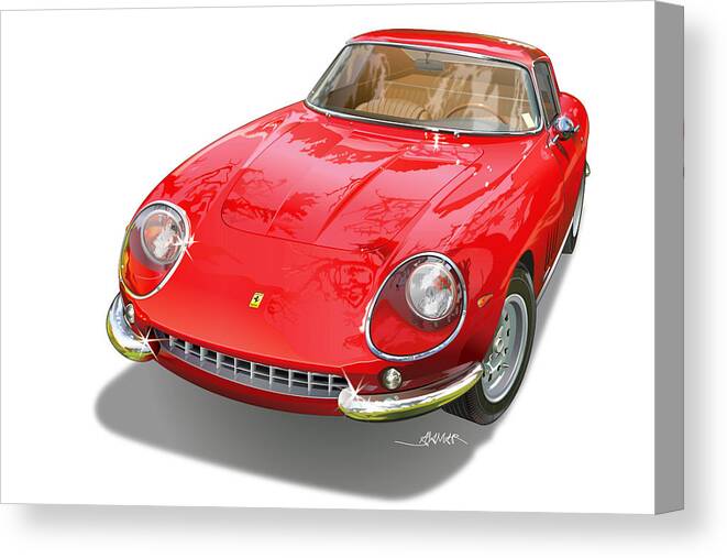 Ferrari 275 Gtb Illustration Canvas Print featuring the digital art Ferrari 275 Gtb Illustration by Alain Jamar