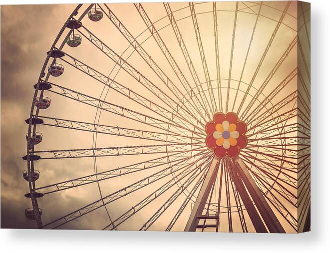 Ferris Wheel Canvas Print featuring the photograph Ferris Wheel Prater Park Vienna by Carol Japp