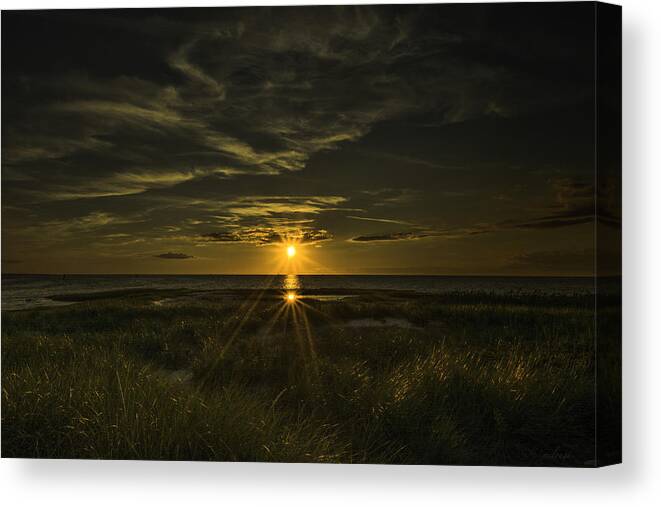 Sunset Canvas Print featuring the photograph Field Of Beams by Mary Clough