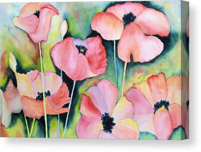 Poppies Canvas Print featuring the painting Field of Poppies by Elise Boam