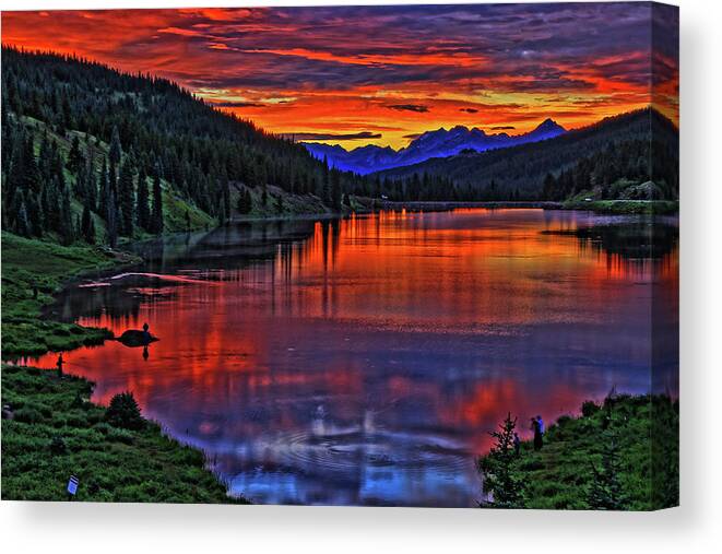 Colorado Canvas Print featuring the photograph Fiery Lake by Scott Mahon
