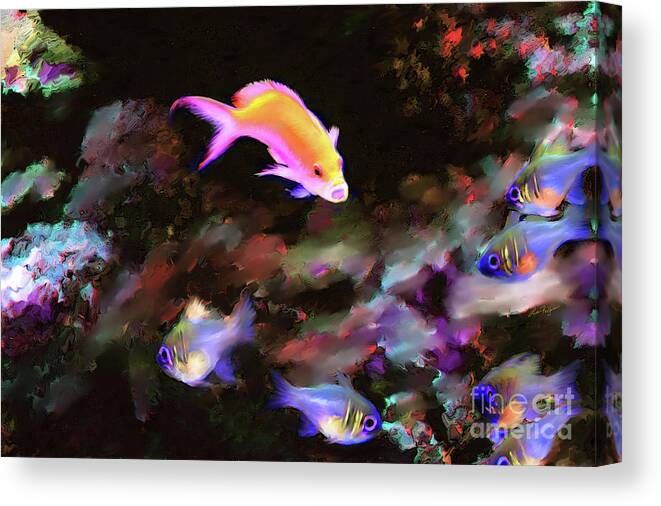 Fish Canvas Print featuring the digital art Fiesty Fish by Lisa Redfern
