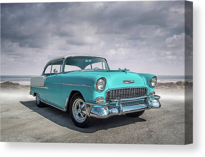 Vintage Canvas Print featuring the digital art Fifty-Five Chevy by Douglas Pittman