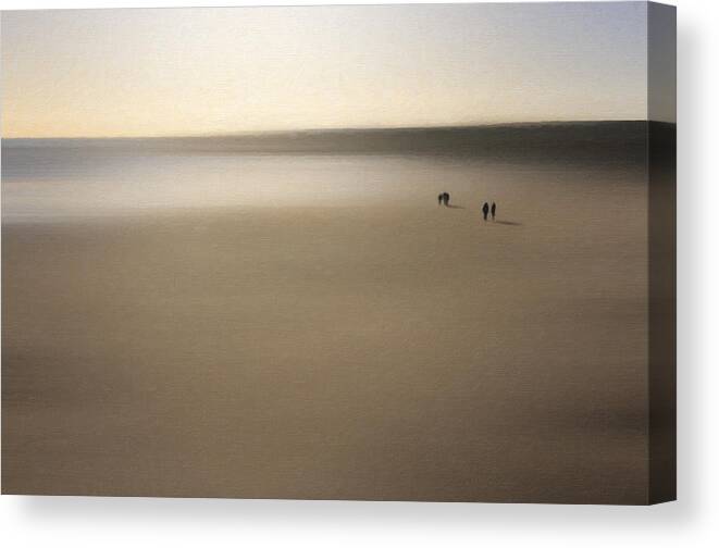 Landscape Canvas Print featuring the photograph Figures On An Oiled Beach by Dave Quince