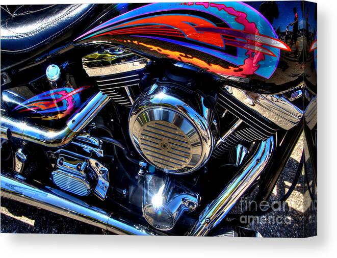 Motorcycle Canvas Print featuring the photograph Fire by LR Photography