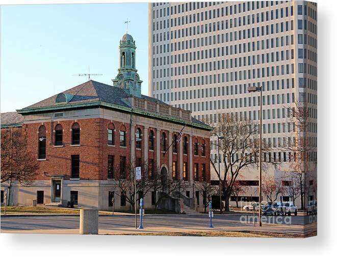 Fire And Police Building Canvas Print featuring the photograph Fire and Police Alarm Building Toledo Ohio 0101 by Jack Schultz