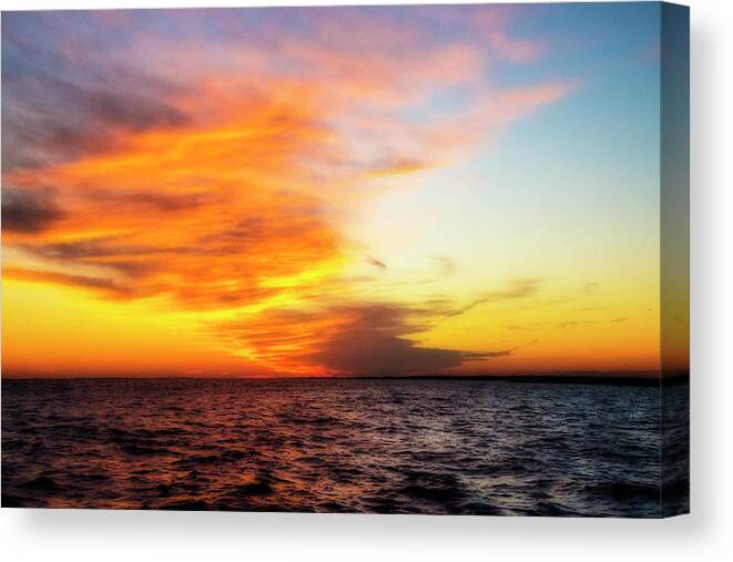 Sunset Canvas Print featuring the photograph Fire In The Sky by Cathy Kovarik