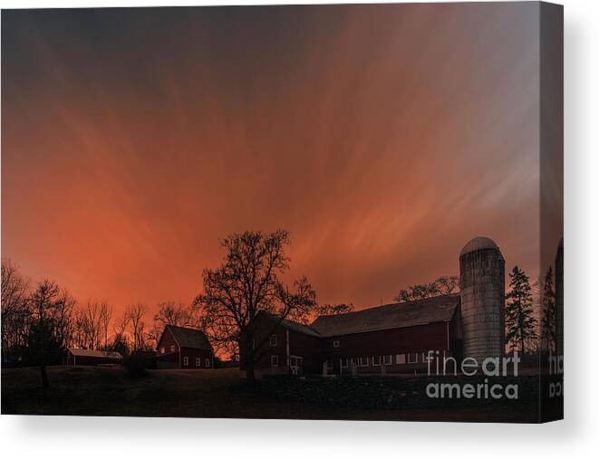 Barn Canvas Print featuring the photograph Fire in the Sky by Nicki McManus