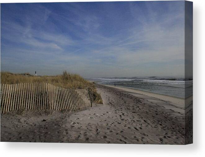 Beach Canvas Print featuring the photograph Fire Island Dune Fence by Christopher J Kirby