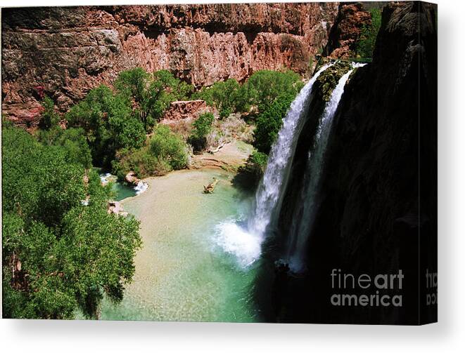 Havasupai Canvas Print featuring the photograph First View of Havasu Falls by Kathy McClure