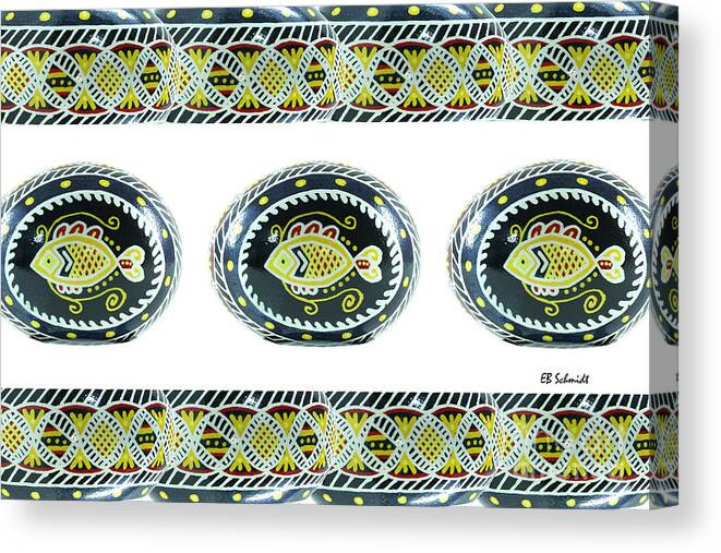 Fish Canvas Print featuring the photograph Fish Pysanky white by E B Schmidt