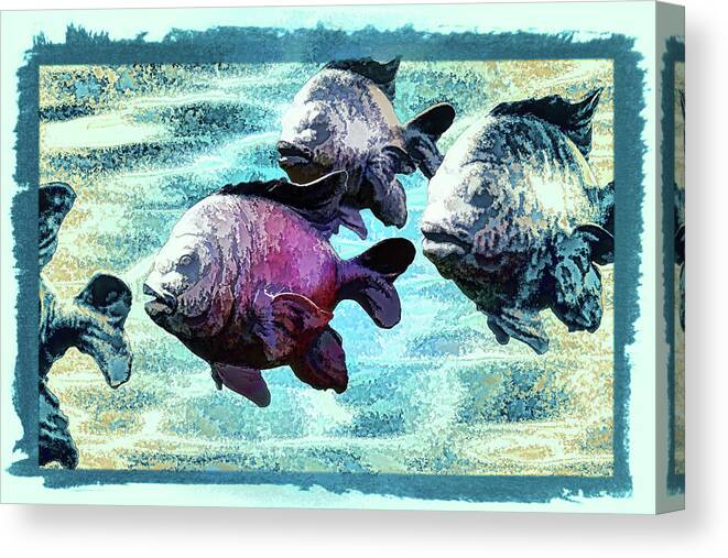 Linda Brody Canvas Print featuring the mixed media Fish Sculpture Abstract IId by Linda Brody
