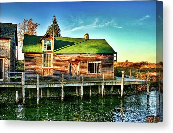 Hdr Photography Canvas Print featuring the photograph Fish Town Shanty by Richard Gregurich