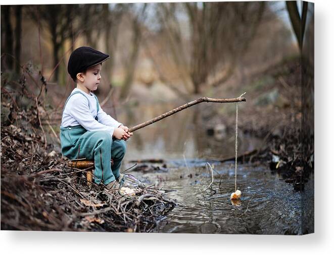 Portrait Canvas Print featuring the photograph Fisherman by Tatyana Tomsickova