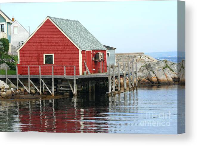 Peggy's Cove Canvas Print featuring the photograph Fishermans House on Peggys Cove by Thomas Marchessault