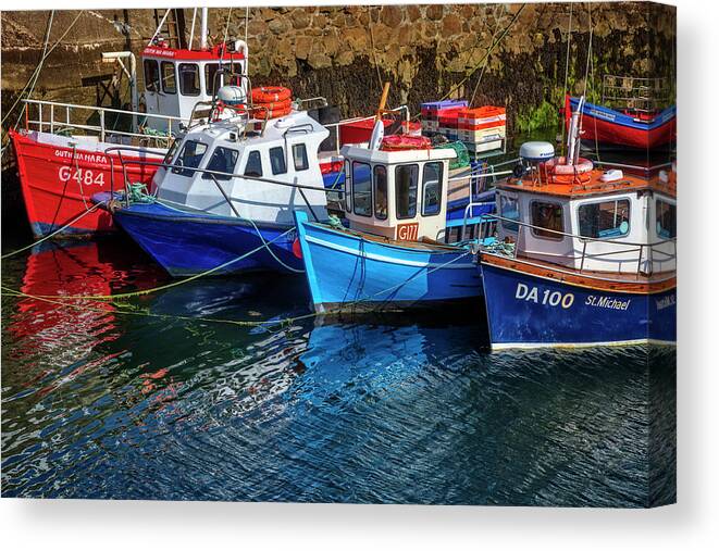 Atlantic Canvas Print featuring the photograph Fishing Boats at the Coast by Debra and Dave Vanderlaan