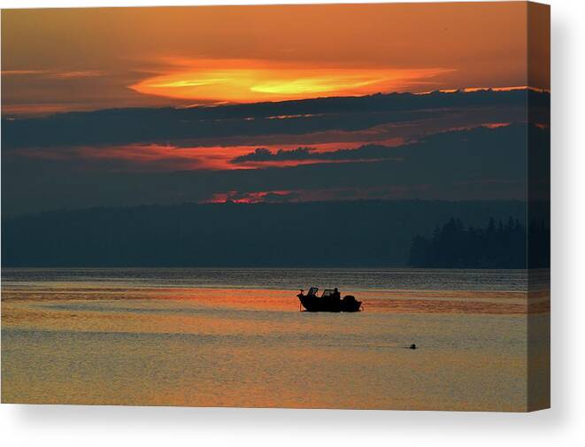 Abstract Canvas Print featuring the photograph Fishing In The Morning by Lyle Crump