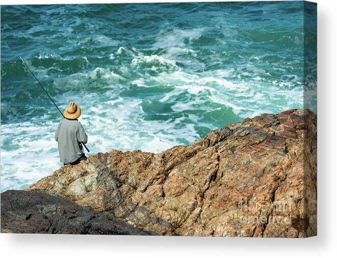 2017 Canvas Print featuring the photograph Fishing on Mutton Bird Island by Andrew Michael