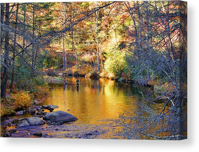 Cullasaja River Canvas Print featuring the photograph Fishing On The Cullasaja by H H Photography of Florida by HH Photography of Florida