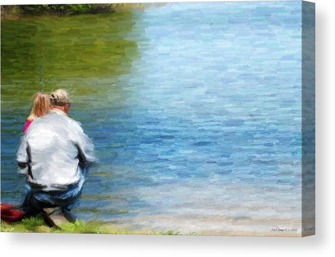 Fishing With Grandpa Prints Canvas Print featuring the photograph Fishing with Grandpa by Lila Fisher-Wenzel