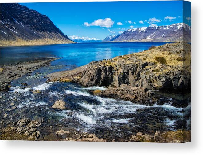Iceland Canvas Print featuring the photograph Fjord in Iceland by Matthias Hauser