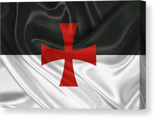 'ancient Brotherhoods' Collection By Serge Averbukh Canvas Print featuring the digital art Flag of the Knights Templar by Serge Averbukh