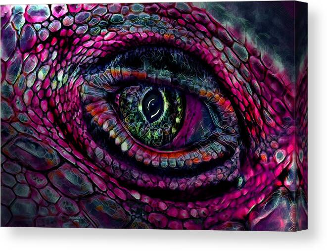 Digital Art Canvas Print featuring the digital art Flaming Dragons Eye by Artful Oasis