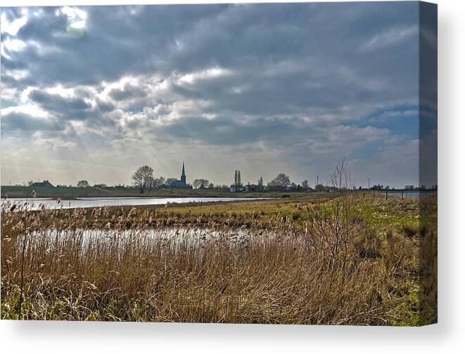 Landscape Canvas Print featuring the photograph Floodplains near Culemborg by Frans Blok