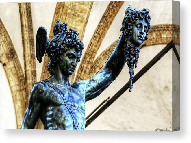 Perseus And Medusa Canvas Print featuring the photograph Florence - Perseus in the Loggia - detail by Weston Westmoreland