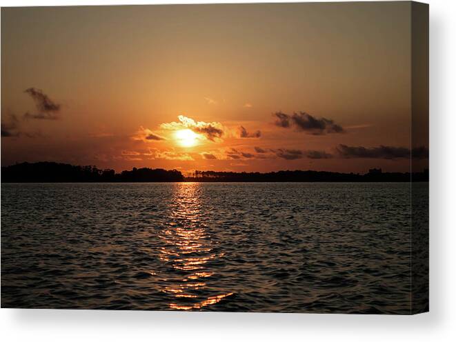Sunsets Canvas Print featuring the photograph Florida Sunset St Andrews Bay by Debra Forand