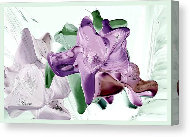 Flowers Canvas Print featuring the digital art Flowers in Glass by Steven Lebron Langston