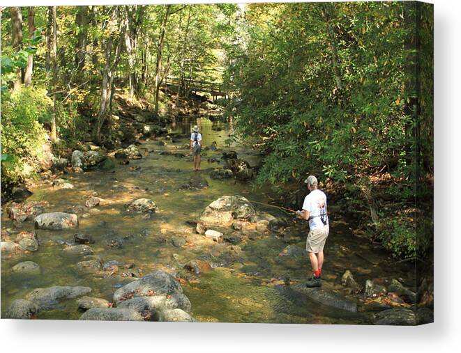 Fly Fishing Canvas Print featuring the photograph Fly Fishing on South Mountain by Karen Ruhl