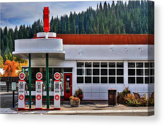 Gas Station Canvas Print featuring the photograph Flying A Gas by James Eddy
