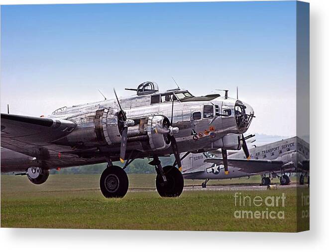 Plane Canvas Print featuring the photograph Flying Fortress by DJ Florek