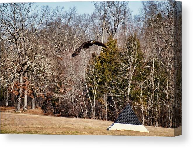 Eagle Canvas Print featuring the photograph Flying Over Cloud Field by TnBackroadsPhotos