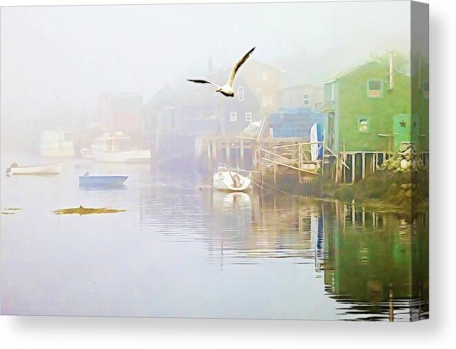 Fog Canvas Print featuring the mixed media Fog over West Dover - Digital Paint by Tatiana Travelways