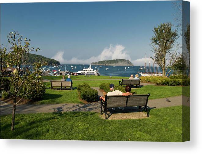 acadia National Park Canvas Print featuring the photograph Fog Show Over the Porcupine Islands by Paul Mangold