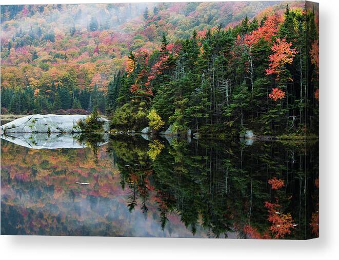 #jefffolger Canvas Print featuring the photograph Foggy foliage morning Kinsman Notch by Jeff Folger