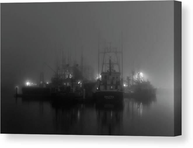 San Diego Canvas Print featuring the photograph Foggy Harbor - Black and White by American Landscapes