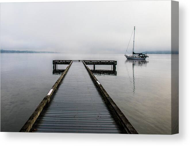 Lake Washington Canvas Print featuring the photograph Foggy Morning On Lake Washington by Matt McDonald