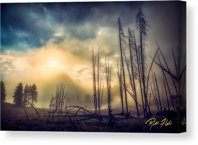 Atmosphere Canvas Print featuring the photograph Foggy Yellowstone Valley by Rikk Flohr