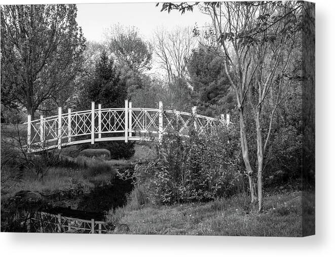 Footbridges Canvas Print featuring the photograph Footbridge in Black and White by Angie Tirado