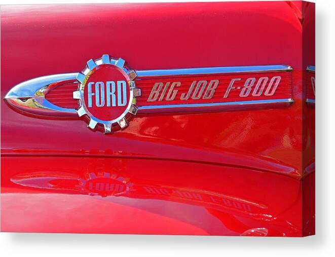Truck Canvas Print featuring the photograph Ford Big Job F-800 Badge by Mike Martin