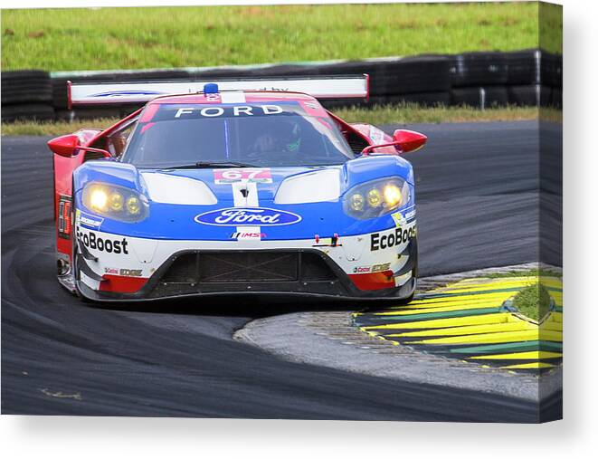 Vir Canvas Print featuring the photograph Ford GT on Track VIR by Alan Raasch