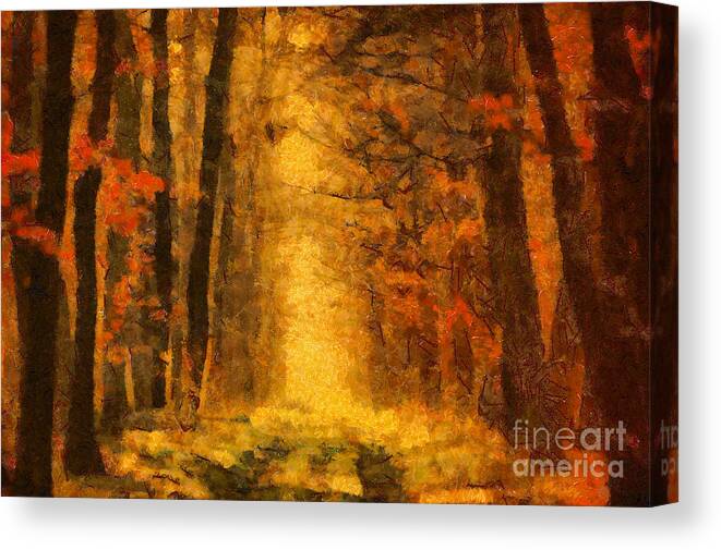 Painting Canvas Print featuring the painting Forest Leaves by Dimitar Hristov