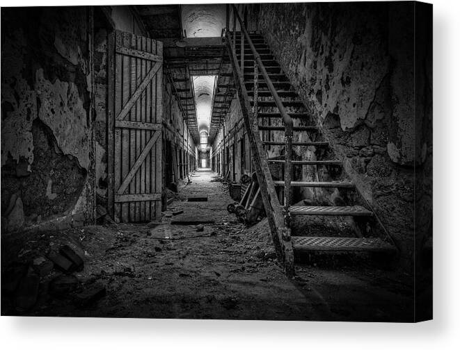 Prison Canvas Print featuring the photograph Forgotten Cell Block by Jose Vazquez