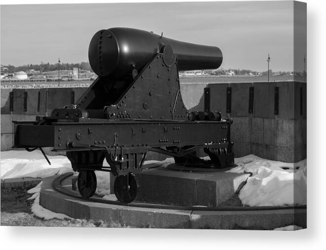 Cannon Canvas Print featuring the photograph Fort Trumbull Cannon by Kirkodd Photography Of New England